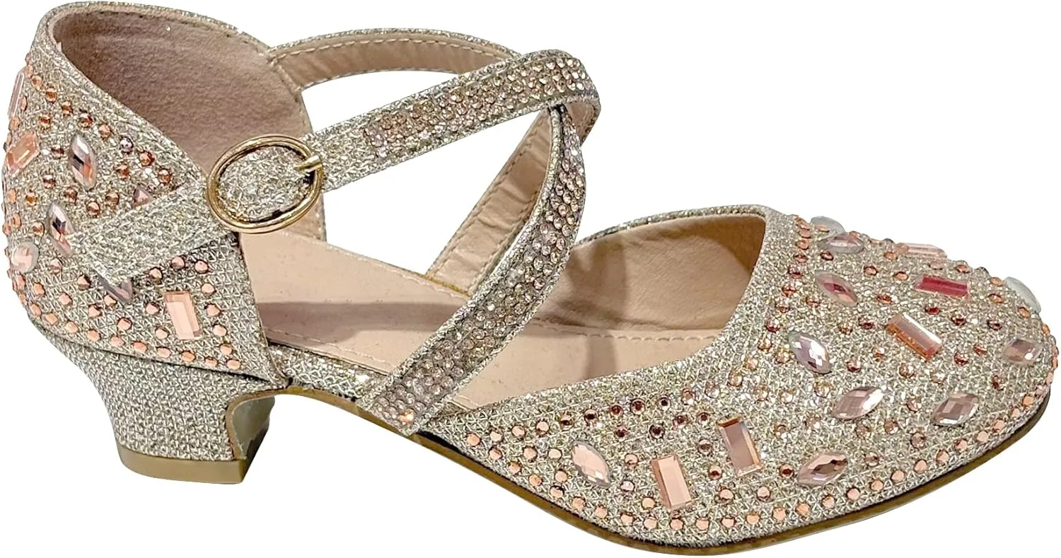 Girls Wedding Party Mary Jane Dress Shoes with Ankle Strap for Toddler Little Big Kids TR331