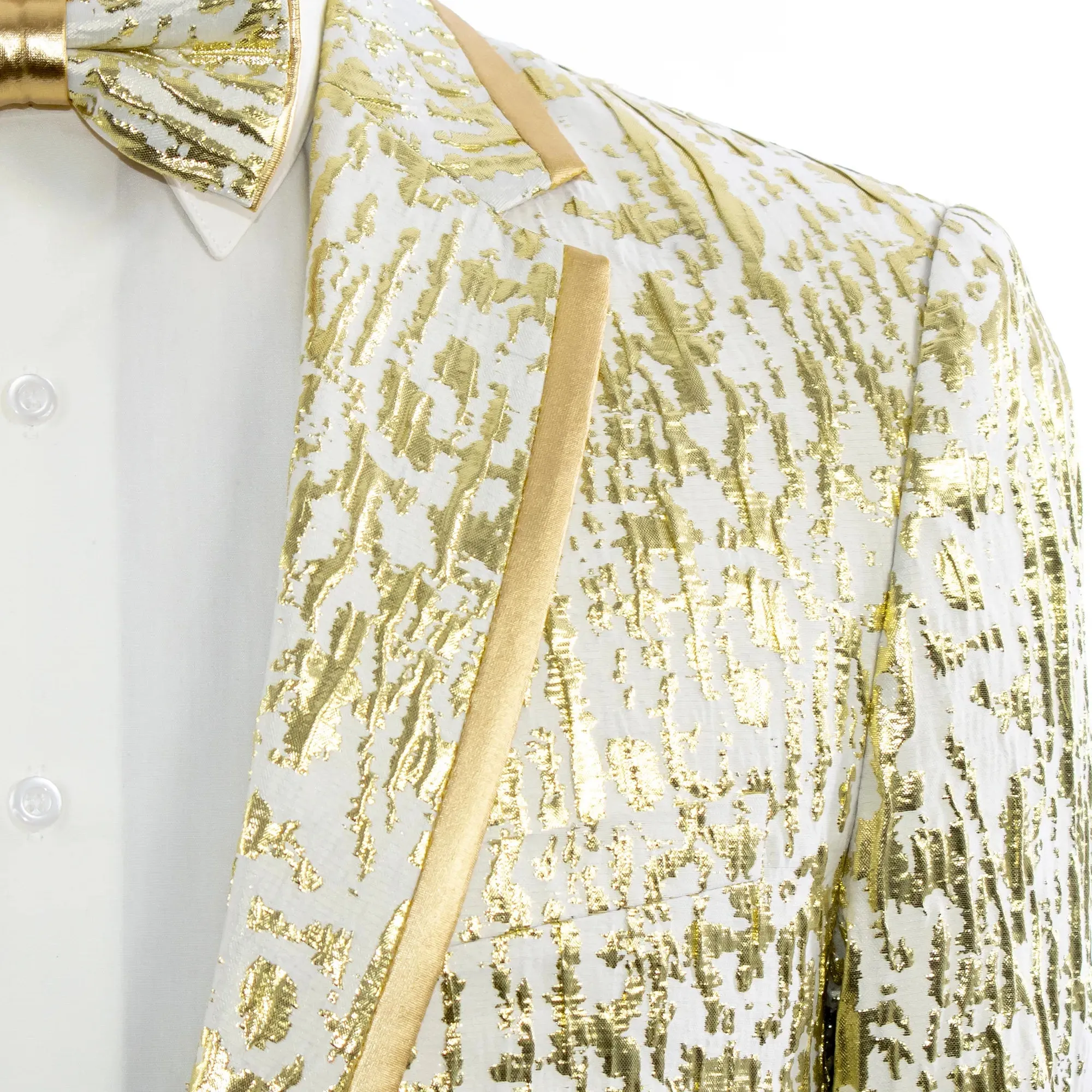 Gold Distressed Metallic 2-Piece Slim-Fit Tuxedo