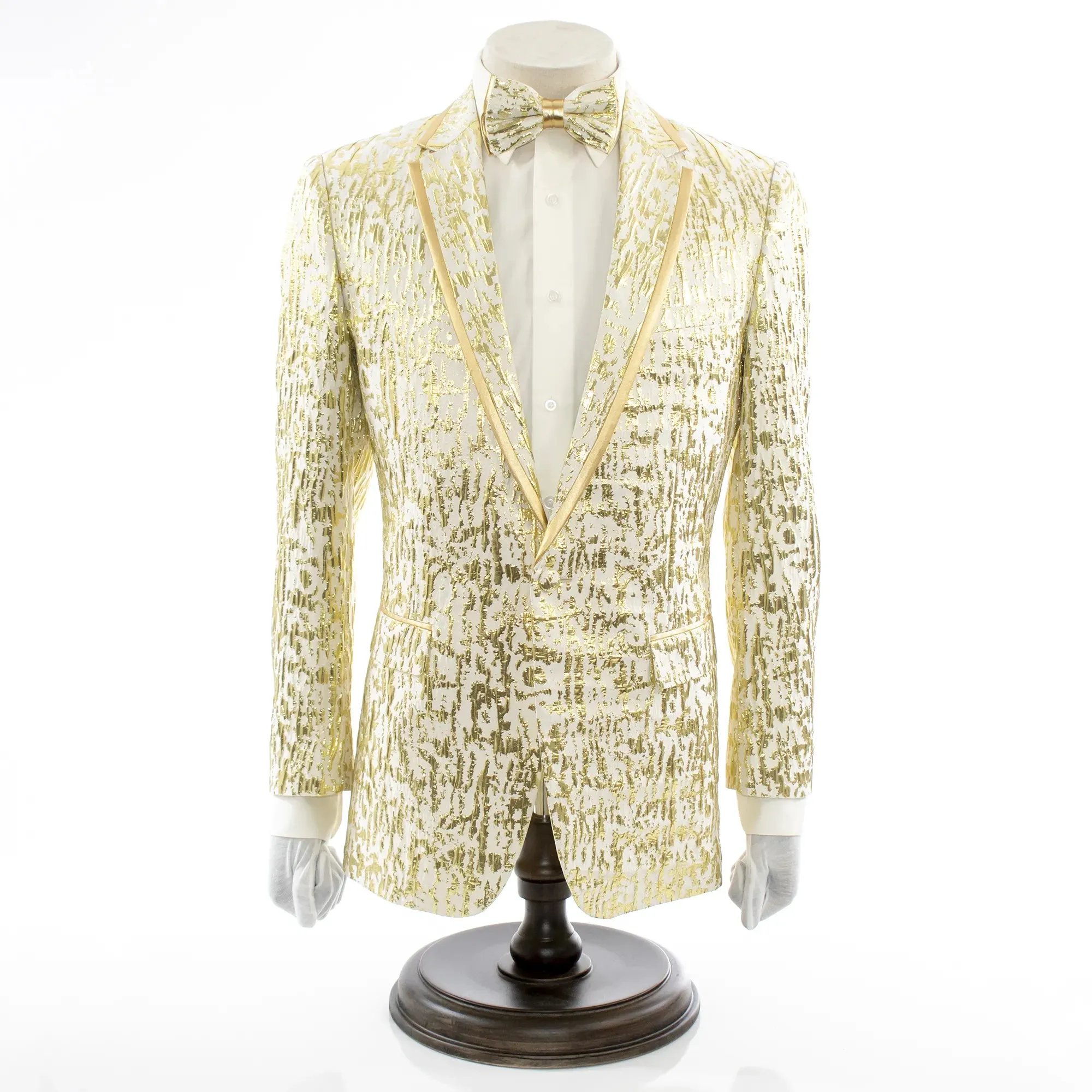 Gold Distressed Metallic 2-Piece Slim-Fit Tuxedo