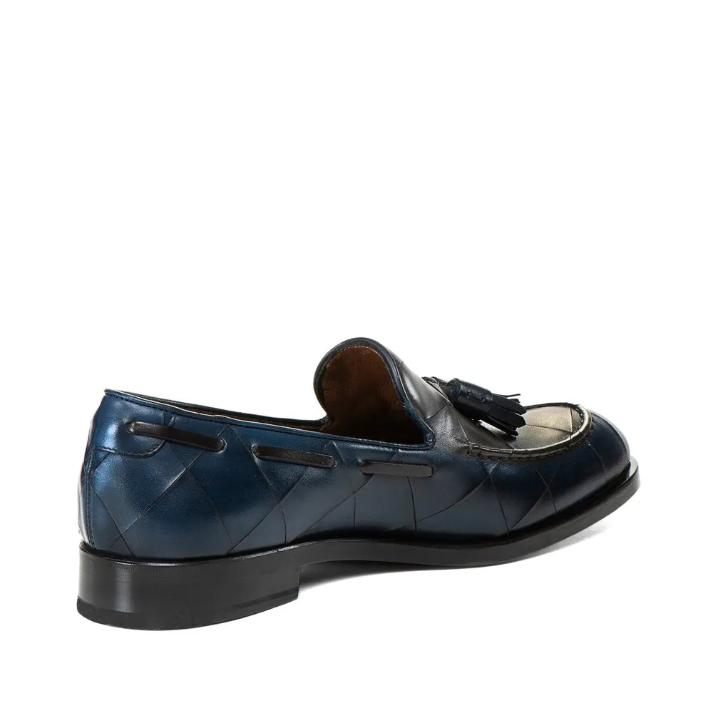 Goodyear Welted Vouzela Navy Blue Quilted Leather Loafer With Violin Leather Sole