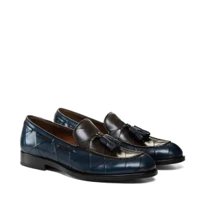 Goodyear Welted Vouzela Navy Blue Quilted Leather Loafer With Violin Leather Sole
