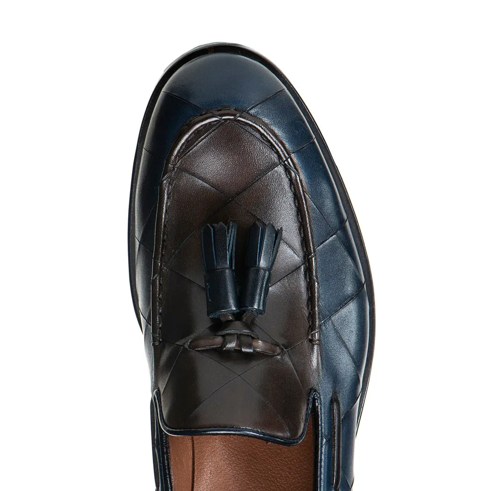 Goodyear Welted Vouzela Navy Blue Quilted Leather Loafer With Violin Leather Sole