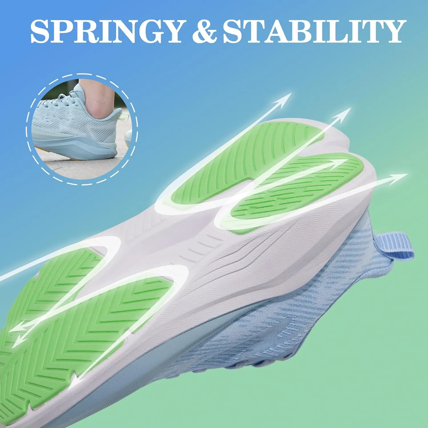 Hawkwell Women's Cloud Zero Active Cushion Breathable Tennis Walking Fashion Sneakers Gym Medical Work Shoes