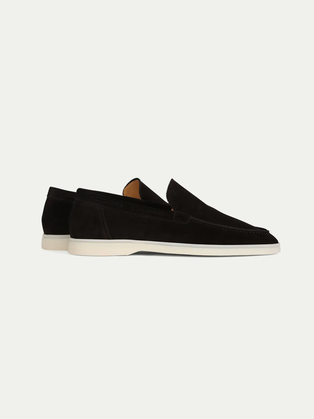 Height Increasing Black Suede Athena Yatch Loafers with White Soles - Summer 2024 Collection