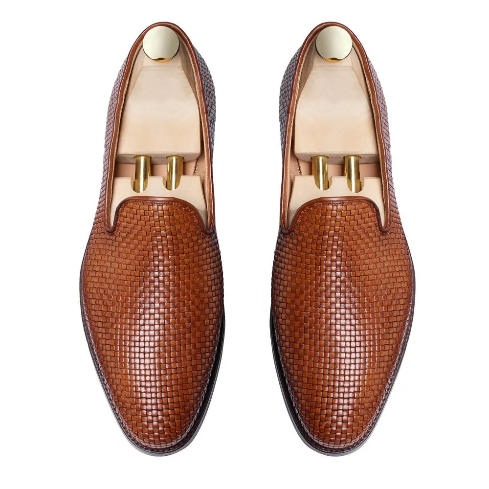 Height Increasing Tan Braided Leather Forst Loafers
