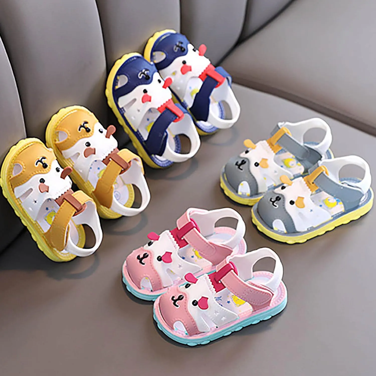 Infant Boys Girls Anti Slip Cartoon Dog Sandals for Outdoor Walking Closed Toe Soft Sole Sandals for 2025 Summer