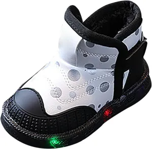Infant Boys Girls Thicken High Top Luminous Sneakers Fleece Plush Soft Lightweight Light Up Size 11 Kids Shoes Girls
