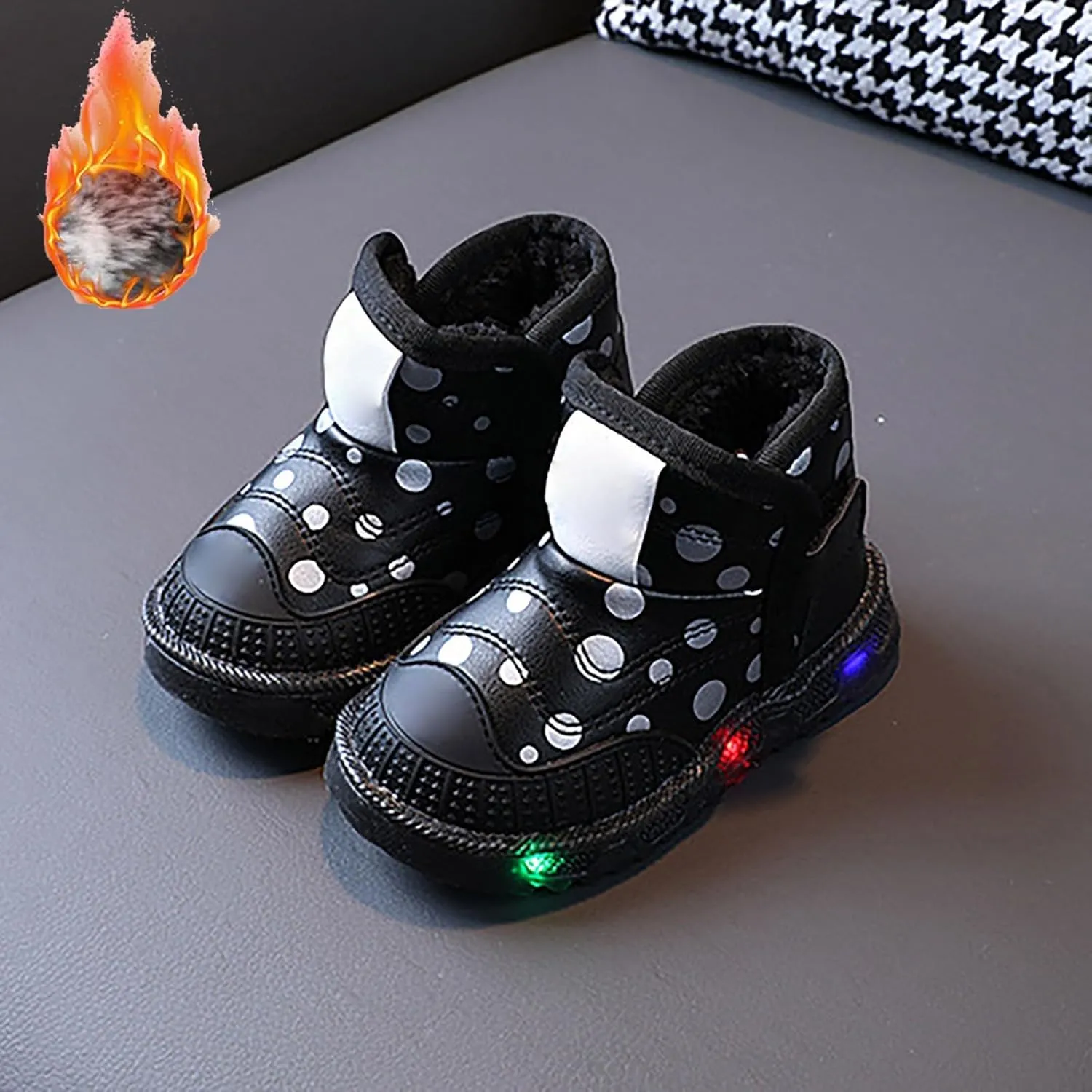 Infant Boys Girls Thicken High Top Luminous Sneakers Fleece Plush Soft Lightweight Light Up Size 11 Kids Shoes Girls