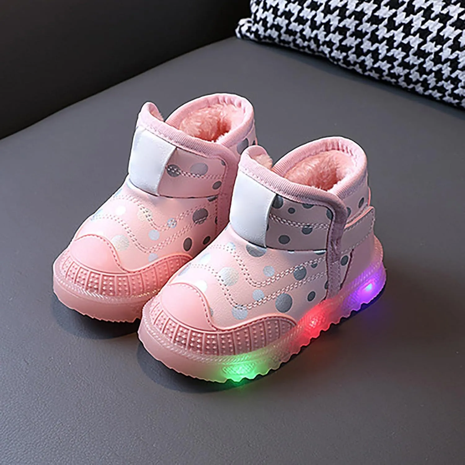 Infant Boys Girls Thicken High Top Luminous Sneakers Fleece Plush Soft Lightweight Light Up Size 11 Kids Shoes Girls