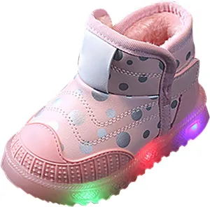 Infant Boys Girls Thicken High Top Luminous Sneakers Fleece Plush Soft Lightweight Light Up Size 11 Kids Shoes Girls