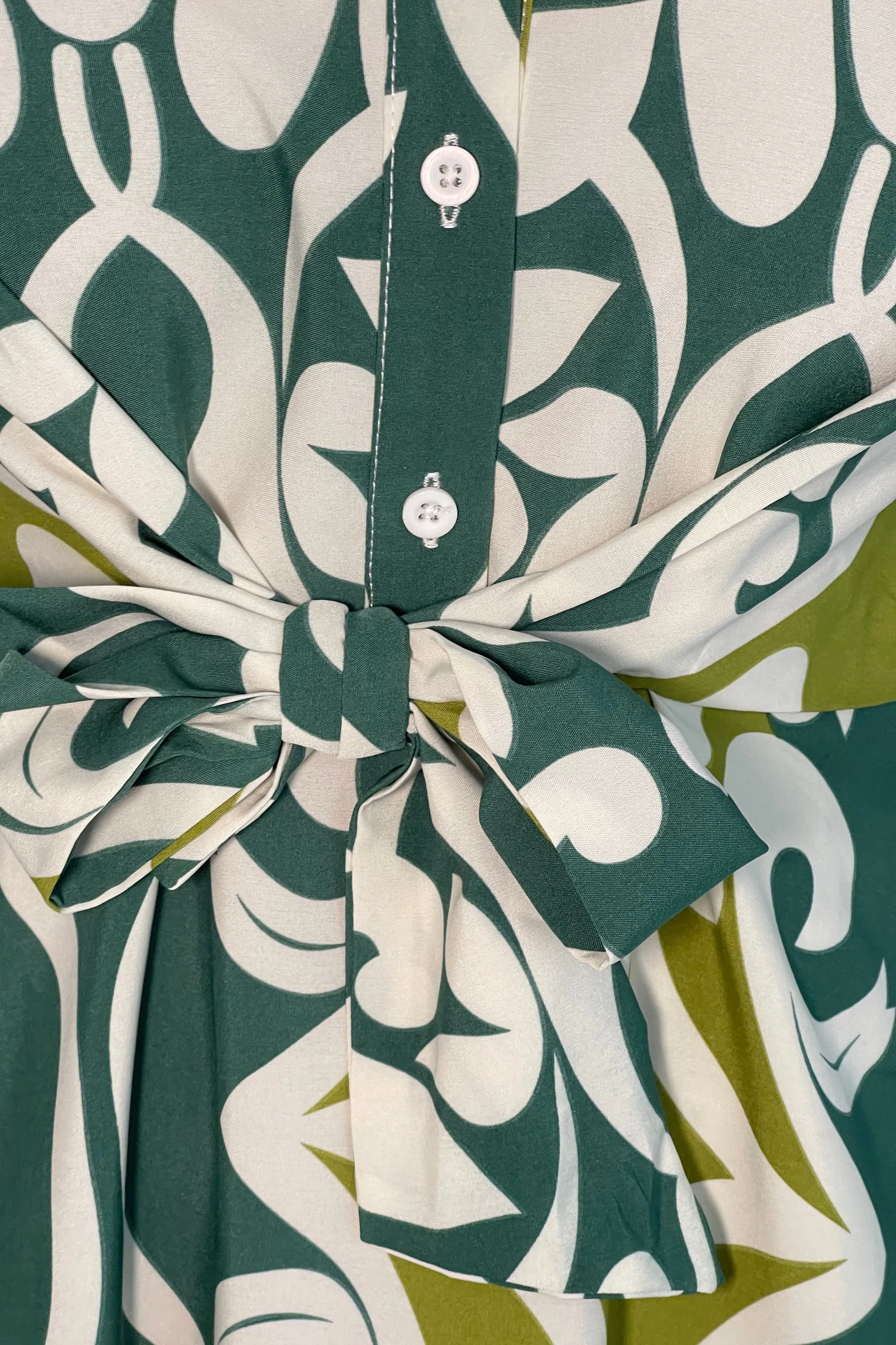Isabella Green Floral Tie Front Shirt Dress