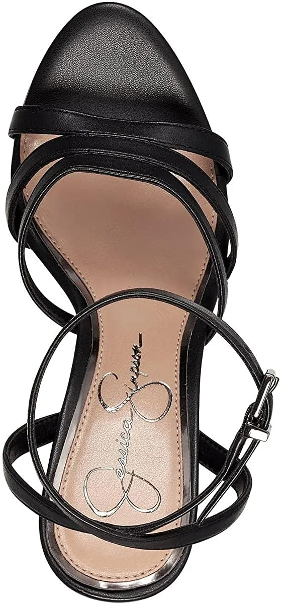 Jessica Simpson Balina Black/Italia Nappa Ankle Strap Stiletto Heeled Sandals