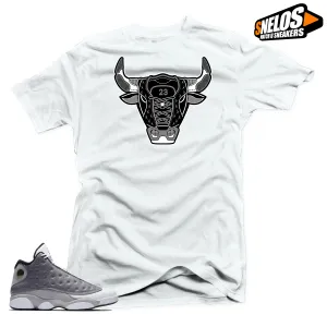 Jordan 13 Atmosphere Grey Retro Match Shirts-Bull 13 White Tee