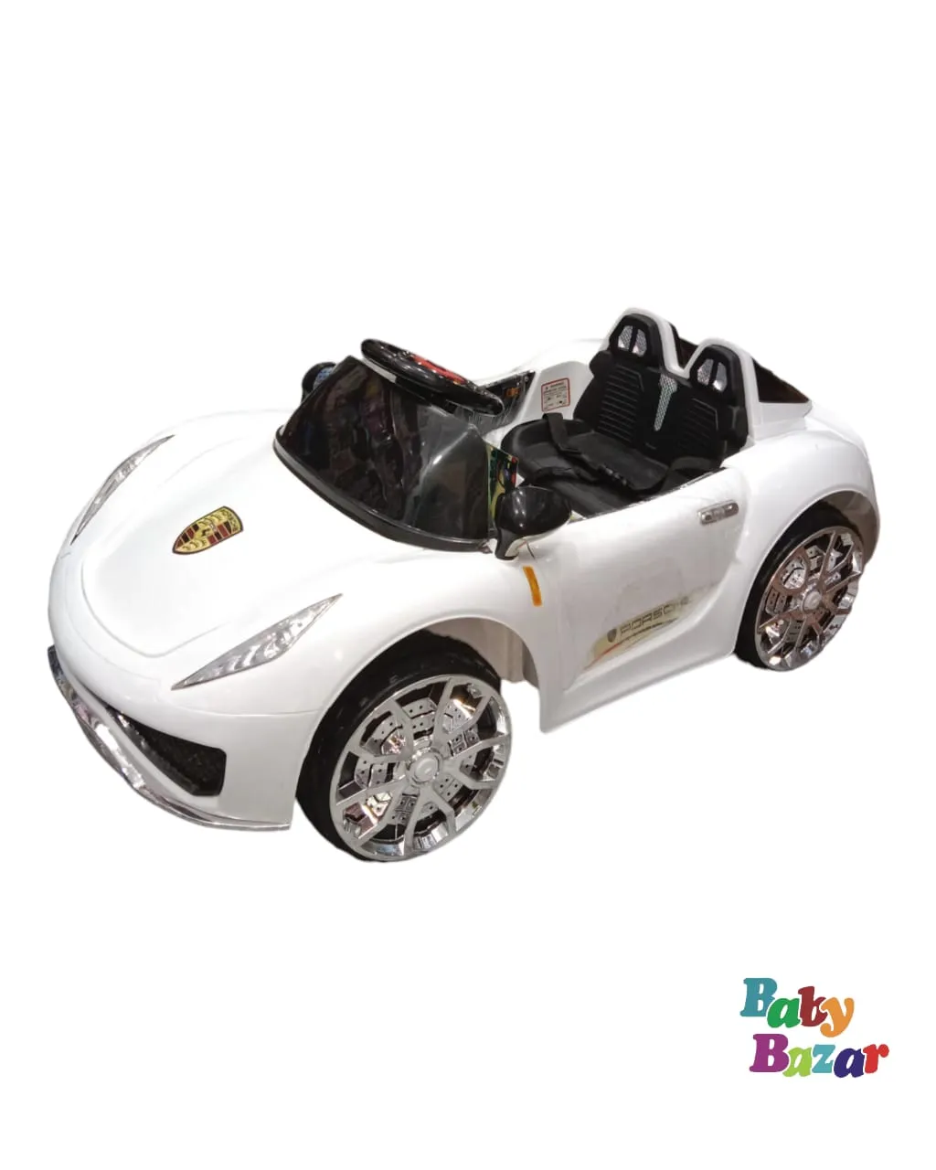 Kids Electric Car White With Dual Function(Remote Control & Self Drive)