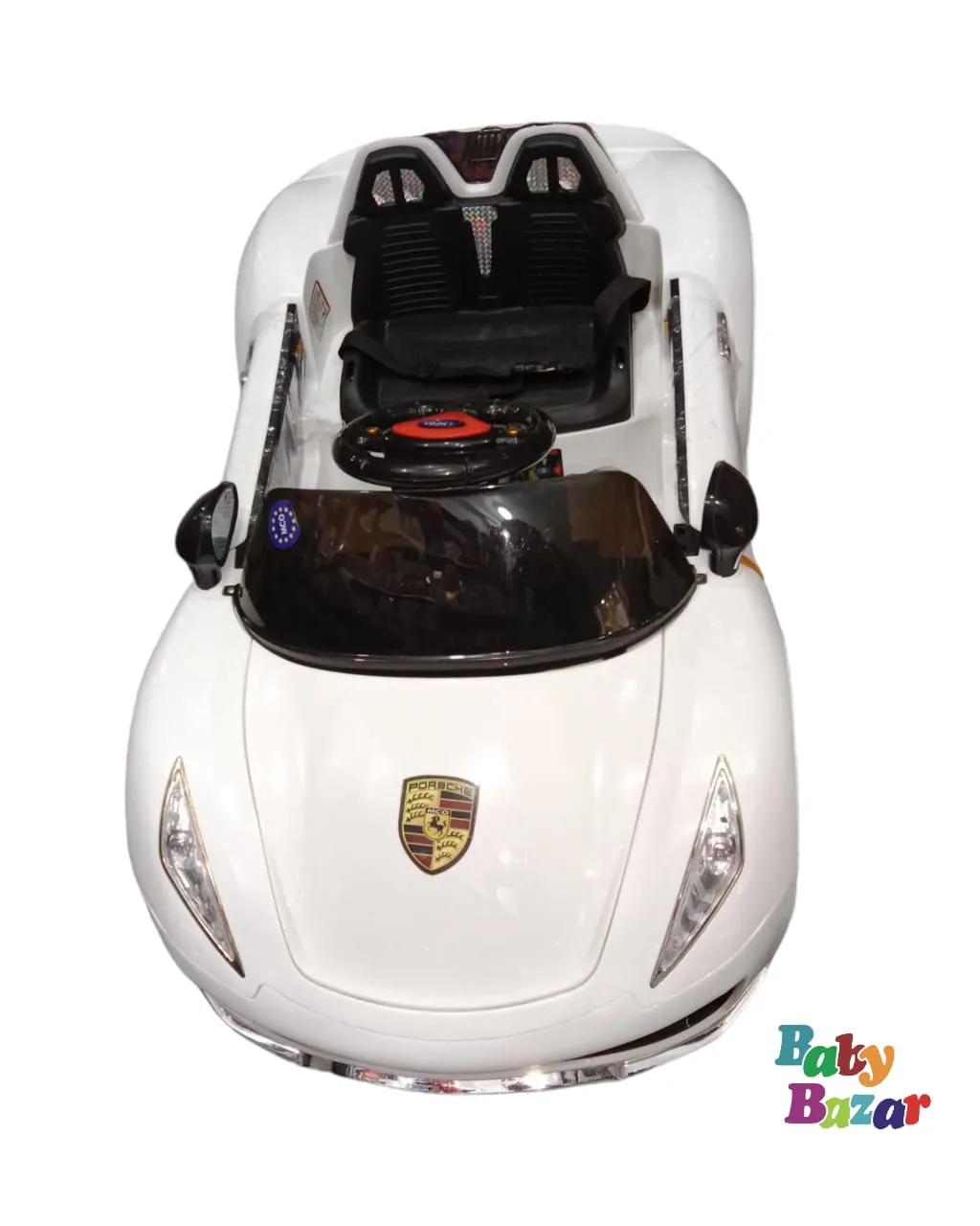 Kids Electric Car White With Dual Function(Remote Control & Self Drive)