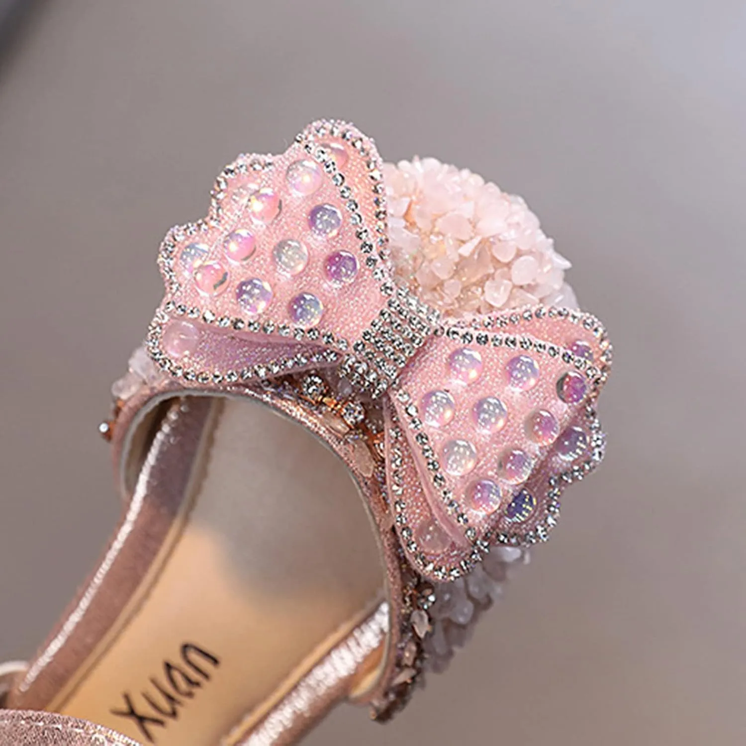 Kids Girls Mary Jane Ballerina Shoes Rhinestones Bowknot Flower Girl Toddler Wedding Party Strap Dress Shoes