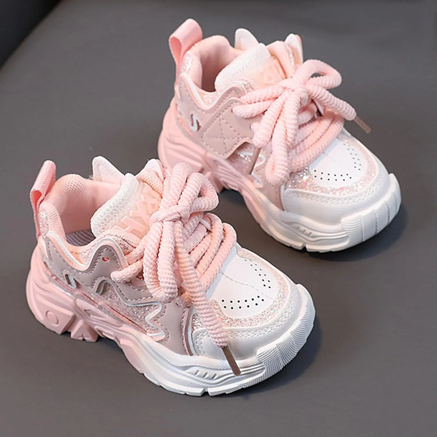 Kids Girls Tennis Shoes Lightweight Breathable Running Athletic Sneakers Comfortable Casual Light up Toddler Girls Shoes