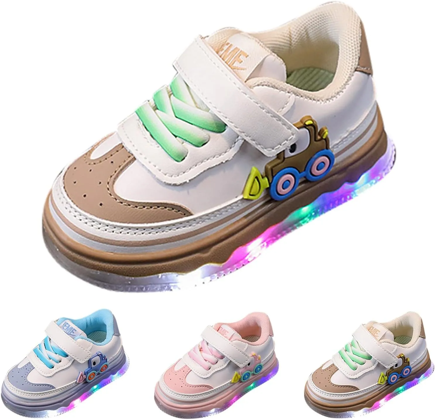 Kids Light Up Flashing Sneaker Athletic Running Shoes Lace-Up Slip-on Sneakers for Boy Girl Outdoor Kids Canvas Shoes