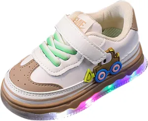 Kids Light Up Flashing Sneaker Athletic Running Shoes Lace-Up Slip-on Sneakers for Boy Girl Outdoor Kids Canvas Shoes