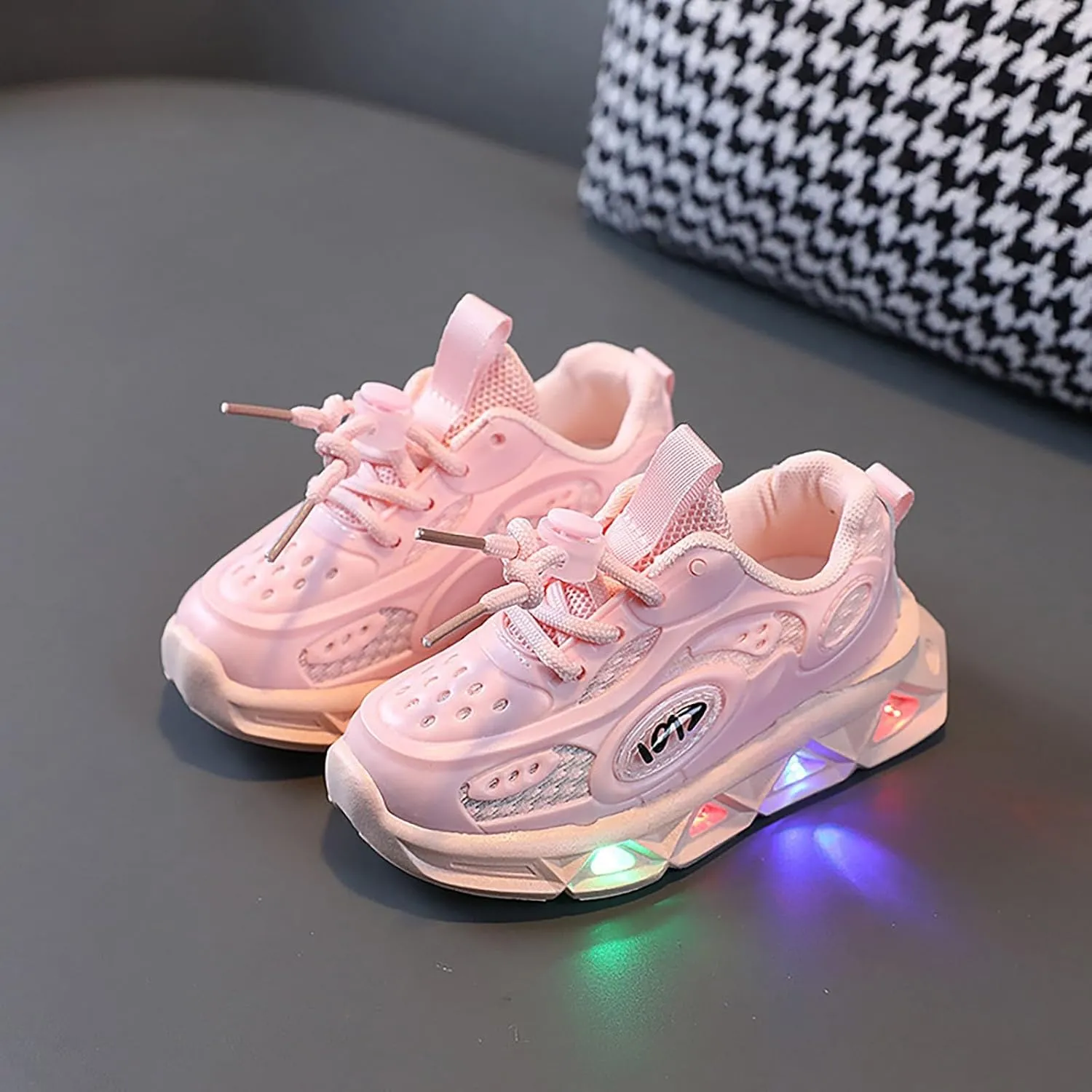 Kids Light-Up Flashing Sneaker Athletic Running Shoes with Strap, Fashionable and Fun for Boys Girls Hot Dress Toddler