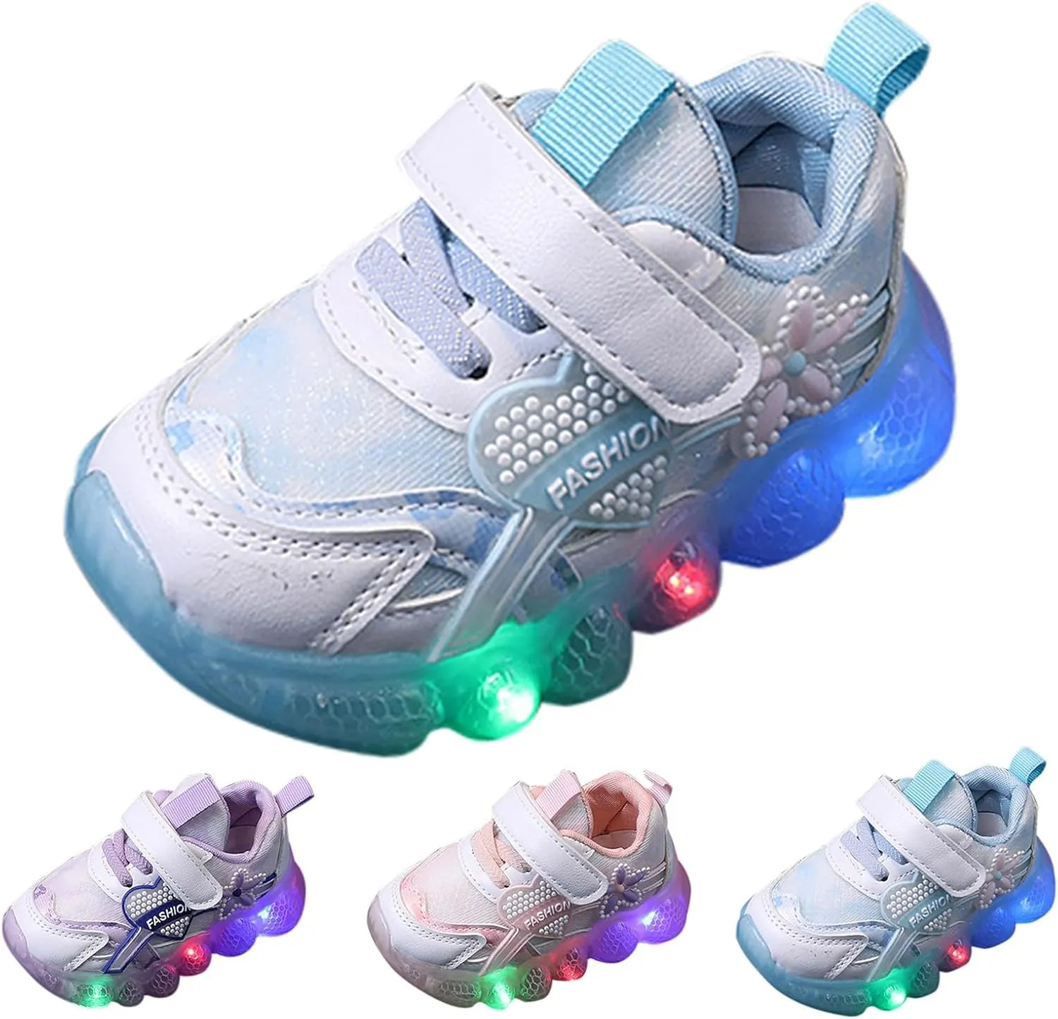Kids Light Up Shoes Girls Boys Luminous Breathable Soft Sole Running Sports Sneaker Lace-Up Shoes for Athletic