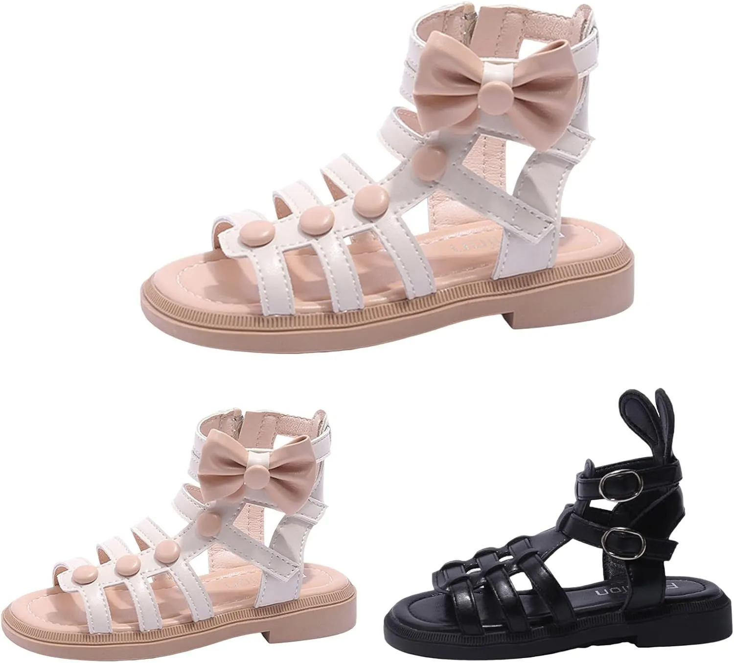 Kids Open Toe Roman Shoes for Girls Vintage High Top Strapped Flat Shoes Ankle Strap Soft Cute Footwear for Toddlers