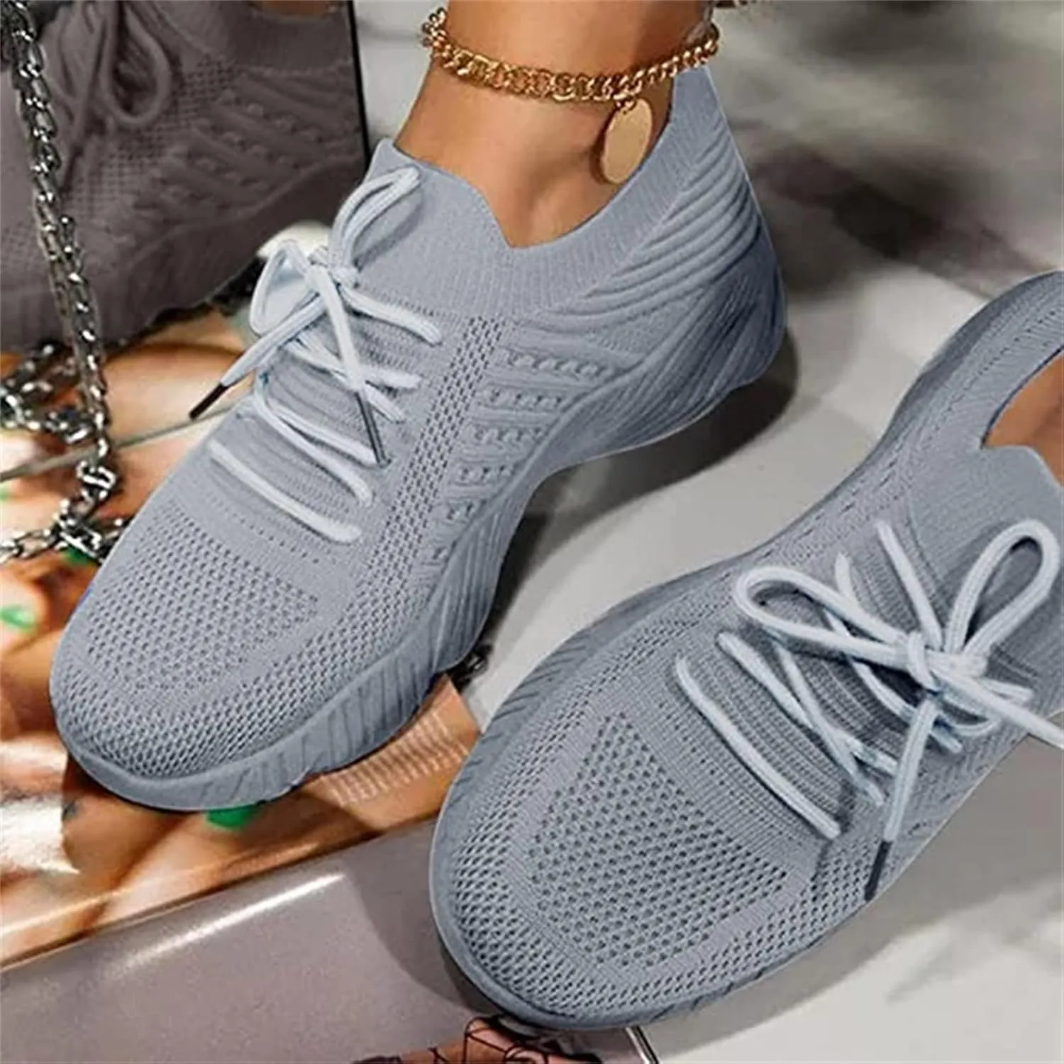 Ladmiple Walking Sneakers For Women Wide Width Athletic Running Shoes Slip On Mesh Athletic Tennis Workout Sneakers