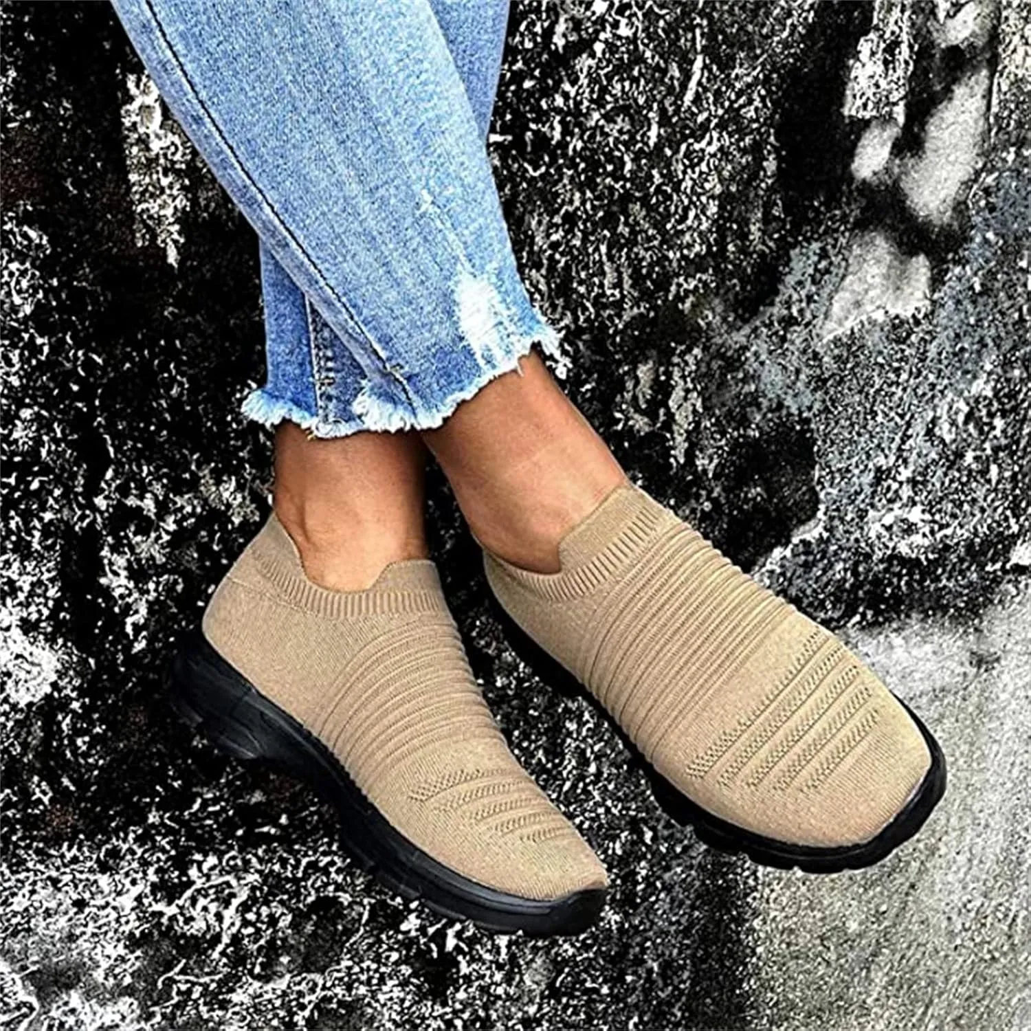 Lausiuoe Sneakers For Women Walking Shoes Slip On Tennis Shoes Lightweight Casual Sneakers for Gym Travel Work Running