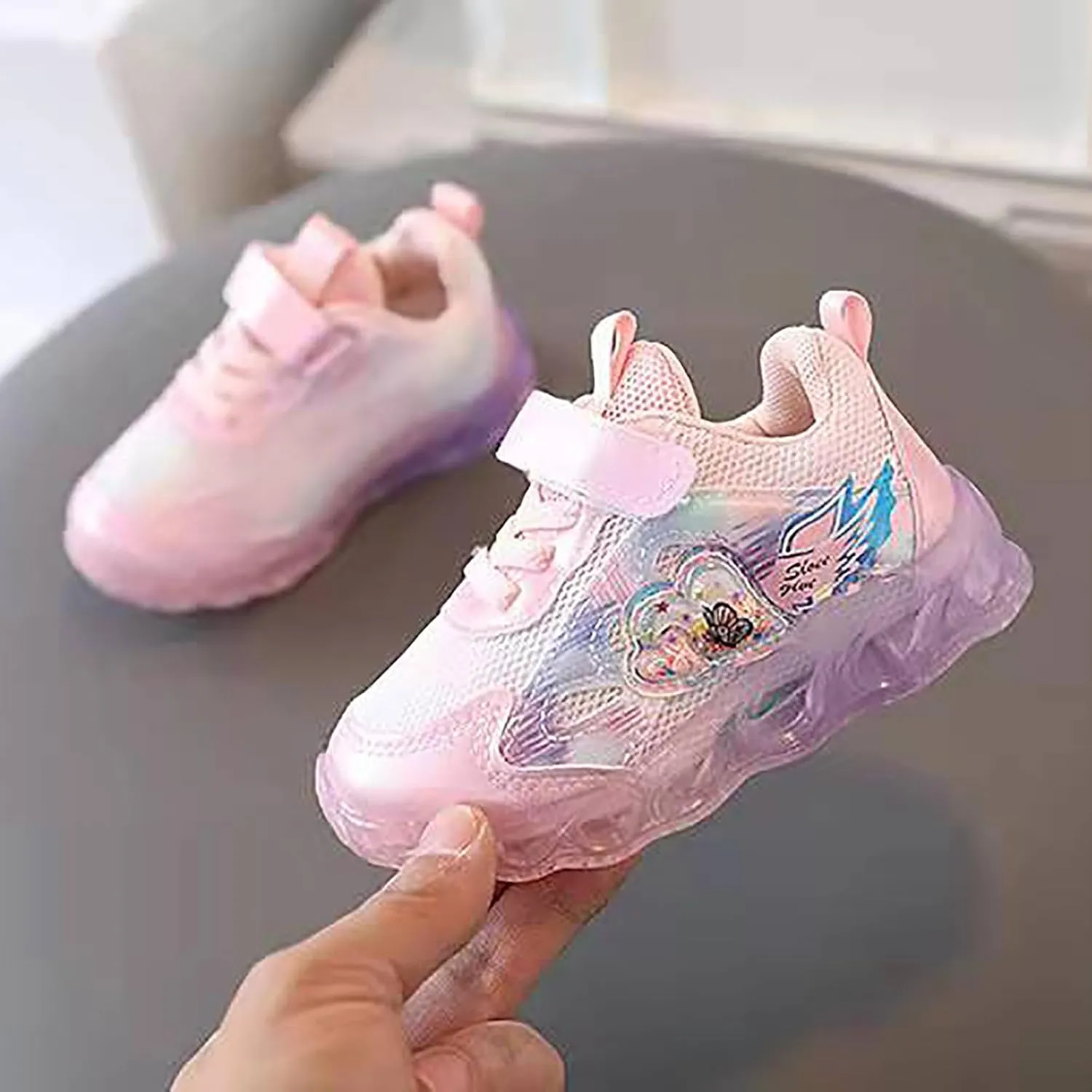Light Up Shoes for Girls, Toddler Cute Fashion Flashing Running Athletic Sneakers Toddler Girl Slip on Sneaker