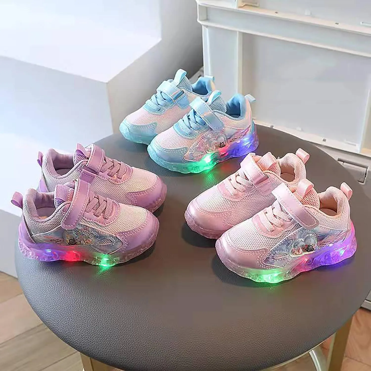 Light Up Shoes for Girls, Toddler Cute Fashion Flashing Running Athletic Sneakers Toddler Girl Slip on Sneaker