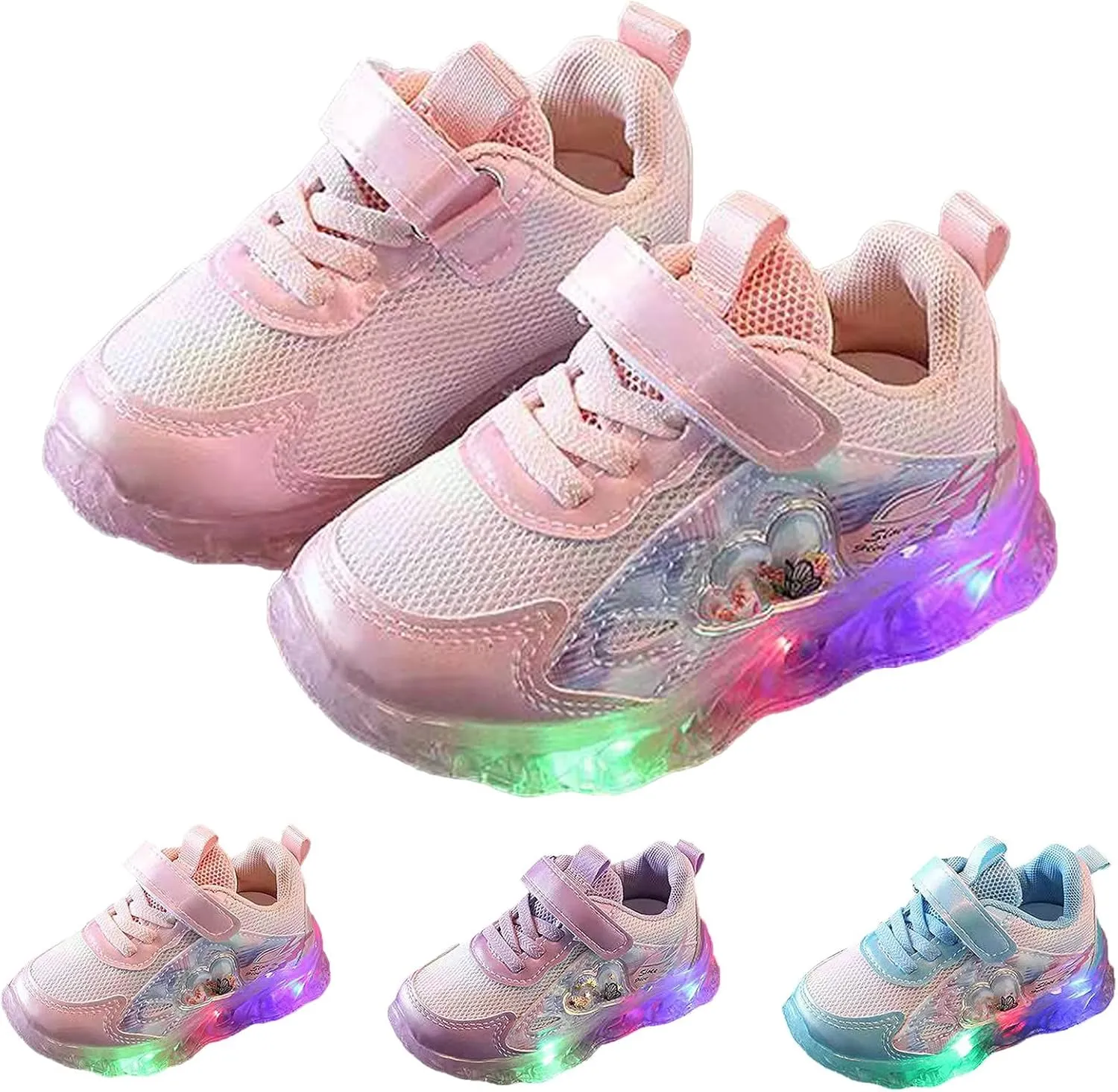 Light Up Shoes for Girls, Toddler Cute Fashion Flashing Running Athletic Sneakers Toddler Girl Slip on Sneaker
