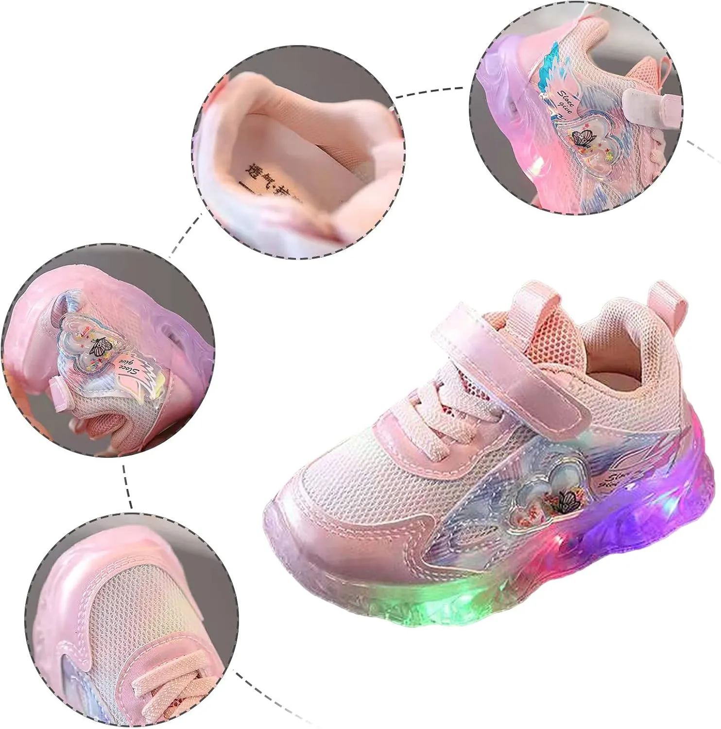 Light Up Shoes for Girls, Toddler Cute Fashion Flashing Running Athletic Sneakers Toddler Girl Slip on Sneaker