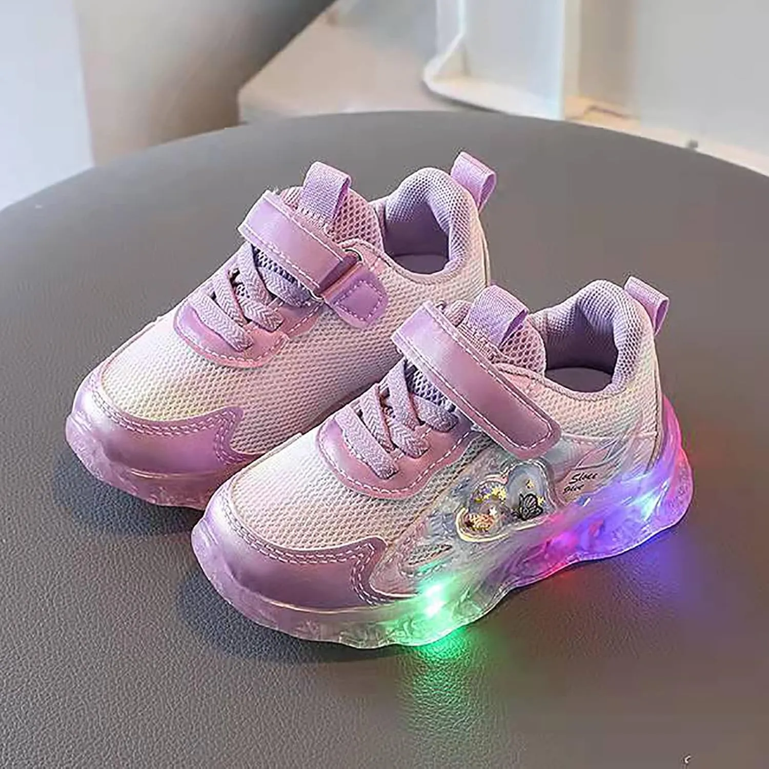 Light Up Shoes for Girls, Toddler Cute Fashion Flashing Running Athletic Sneakers Toddler Girl Slip on Sneaker