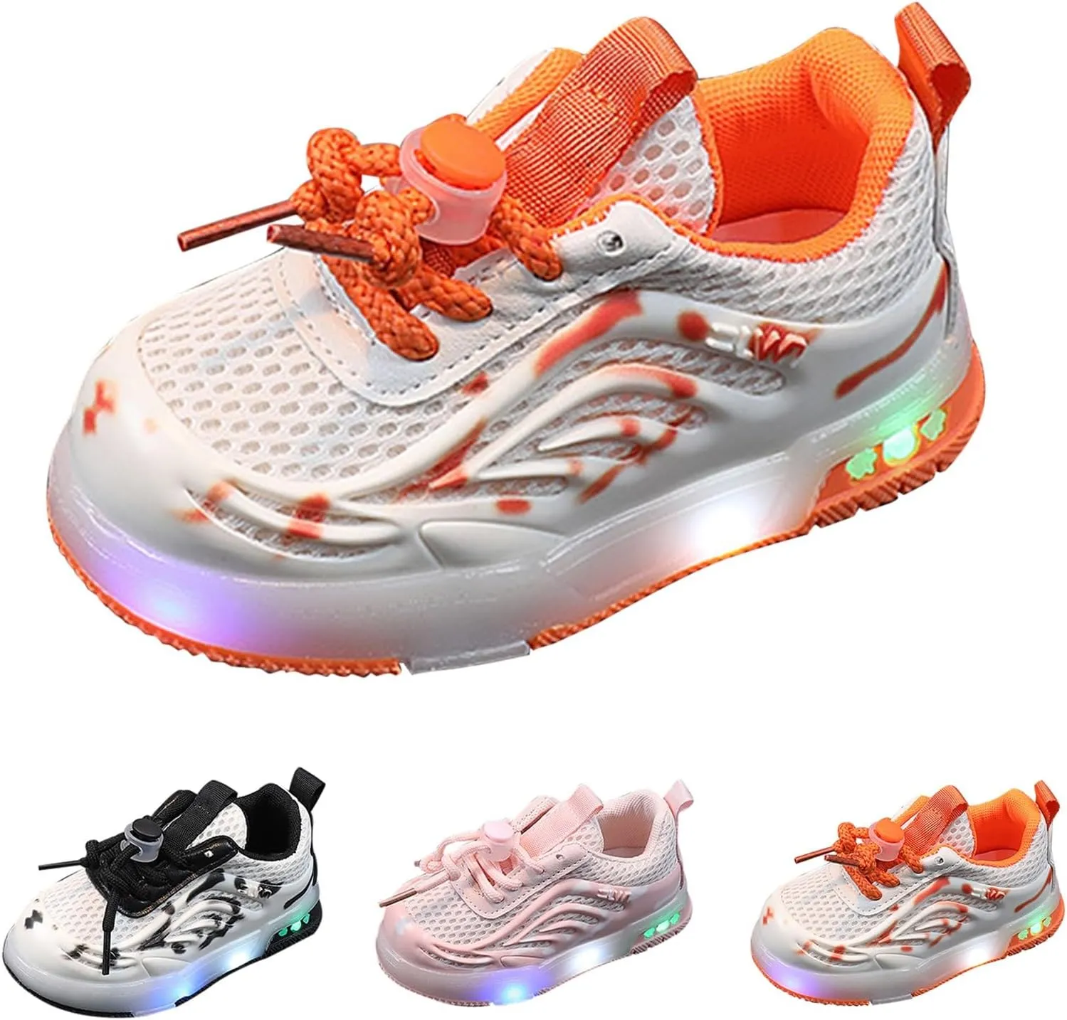 Light Up Shoes Toddler Mesh Lightweight Casual Sneaker Lac Up Non-Slip Led Shoes Toddler Luminous Shoes