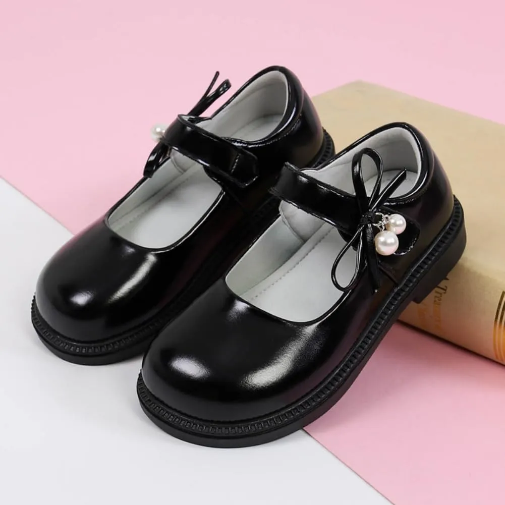 Little Girls Patent Leather Mary Jane Flats Black School Uniform Dress Shoes