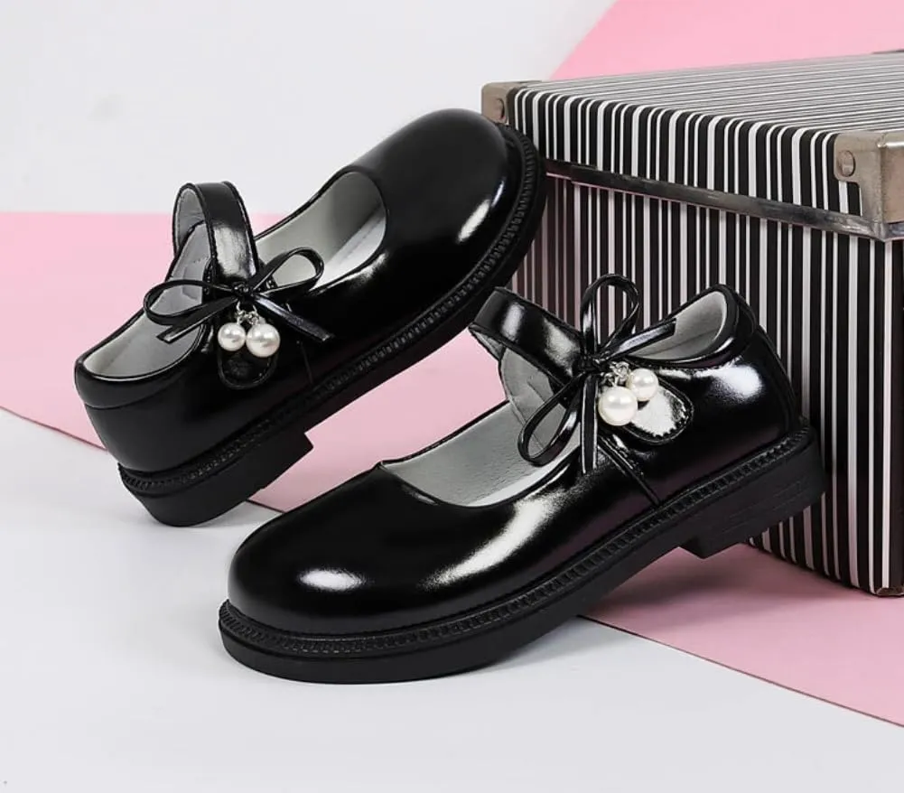 Little Girls Patent Leather Mary Jane Flats Black School Uniform Dress Shoes