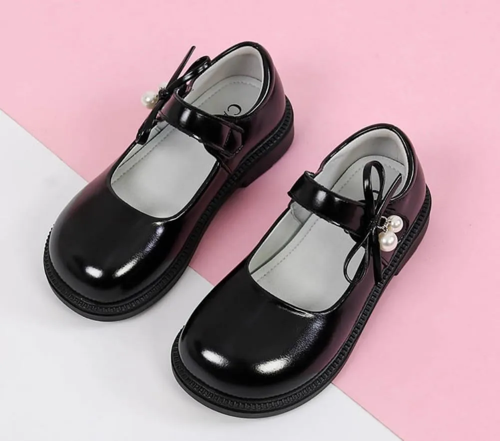 Little Girls Patent Leather Mary Jane Flats Black School Uniform Dress Shoes