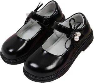 Little Girls Patent Leather Mary Jane Flats Black School Uniform Dress Shoes