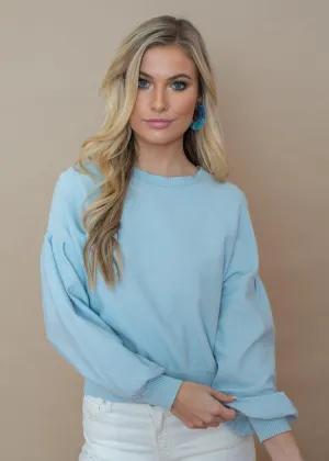 Lucy Paris Louise Blue Puff Sleeve Sweater-***FINAL SALE***