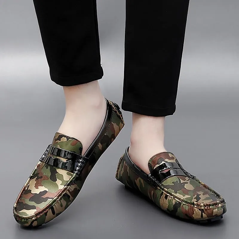 Men's Loafers Colorful Vegan Leather Penny Driving Loafers Flat Heel Comfortable Slip Resistant Casual Slip-ons
