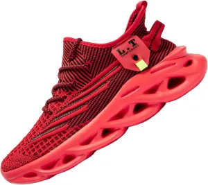 Mens Running Walking Tennis Road Shoes Sports Athletic Casual Fashion Gym Hiking Shoes for Men Sneakers Work Breathable Comfortable Lightweight Red Size 12