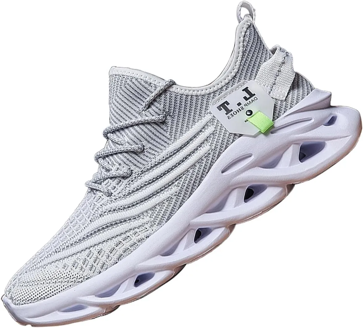Mens Running Walking Tennis Road Shoes Sports Athletic Casual Fashion Gym Hiking Shoes for Men Sneakers Work Breathable Comfortable Lightweight White Size 13.5
