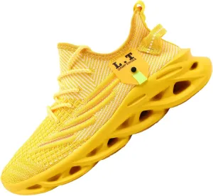 Mens Running Walking Tennis Road Shoes Sports Athletic Casual Fashion Gym Hiking Shoes for Men Sneakers Work Breathable Comfortable Lightweight Yellow Size 12.5