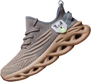Mens Running Walking Tennis Shoes Mens Casual Fashion Gym Hiking Shoes for Men Sneakers Work Breathable Comfortable Lightweight Shoes Brown Size 8.5