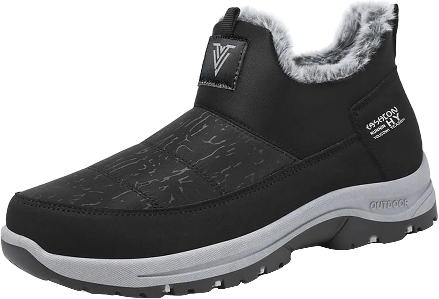 Men's Shoes Winter Snow Boots Cotton-Padded Slip on Casual Warm Winter Walking Shoes for Men