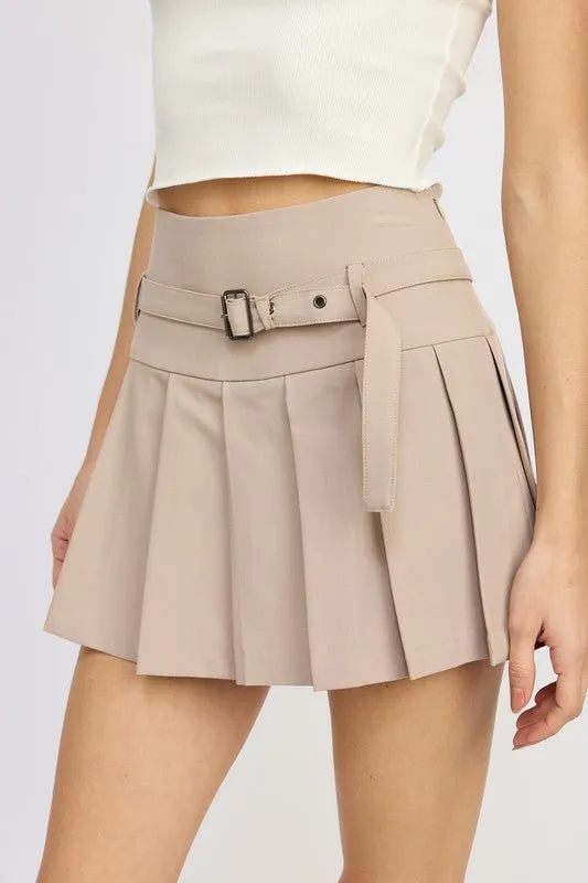 Mini Pleated Skirt With Belt