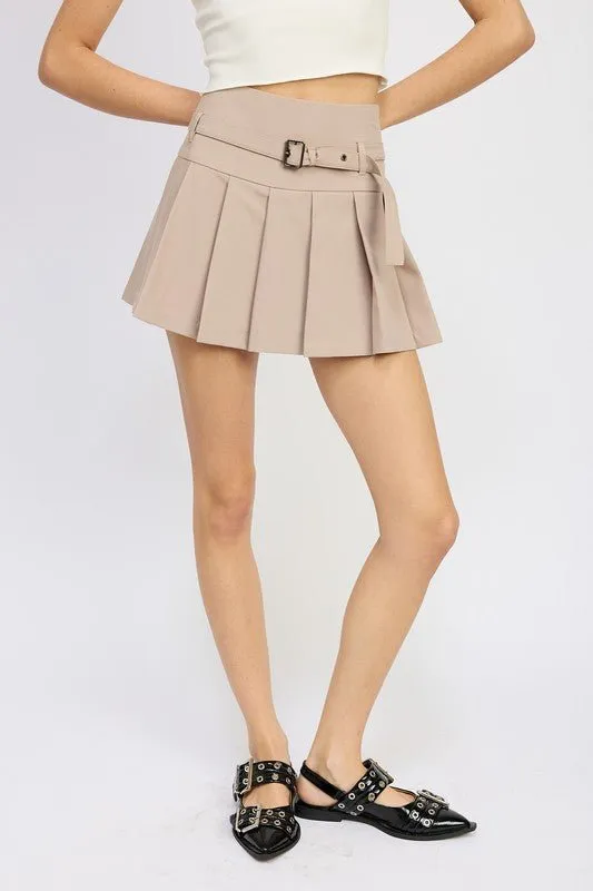 Mini Pleated Skirt With Belt