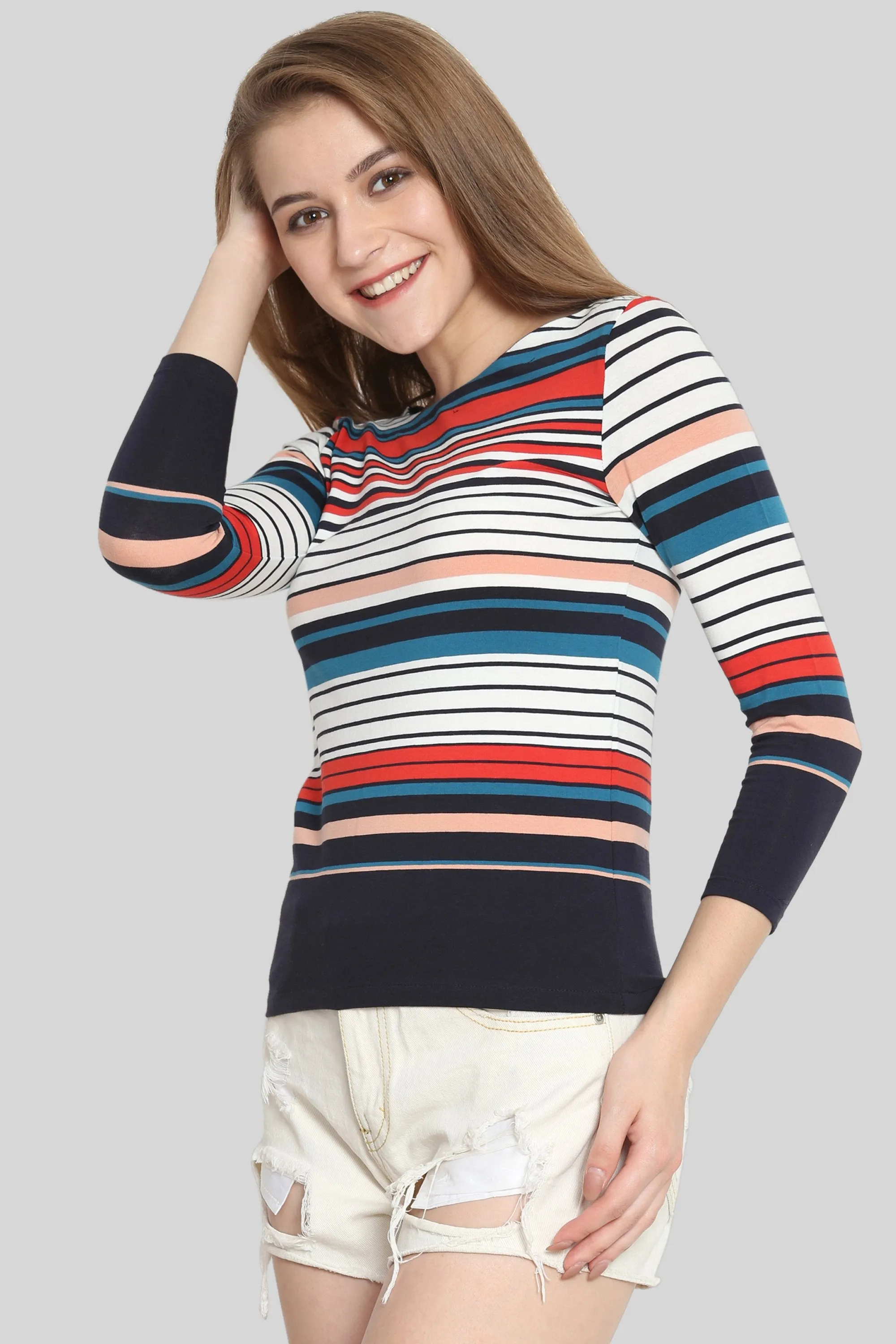 Multicoloured striped T-shirt