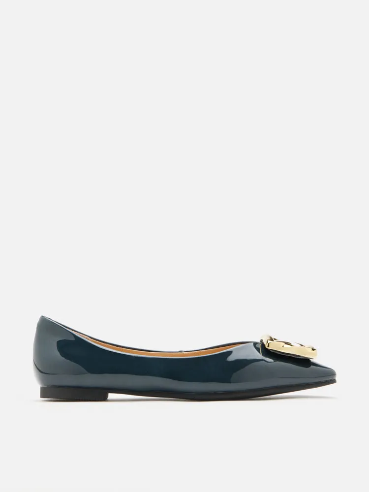 Narelle Gold Buckled Flats
