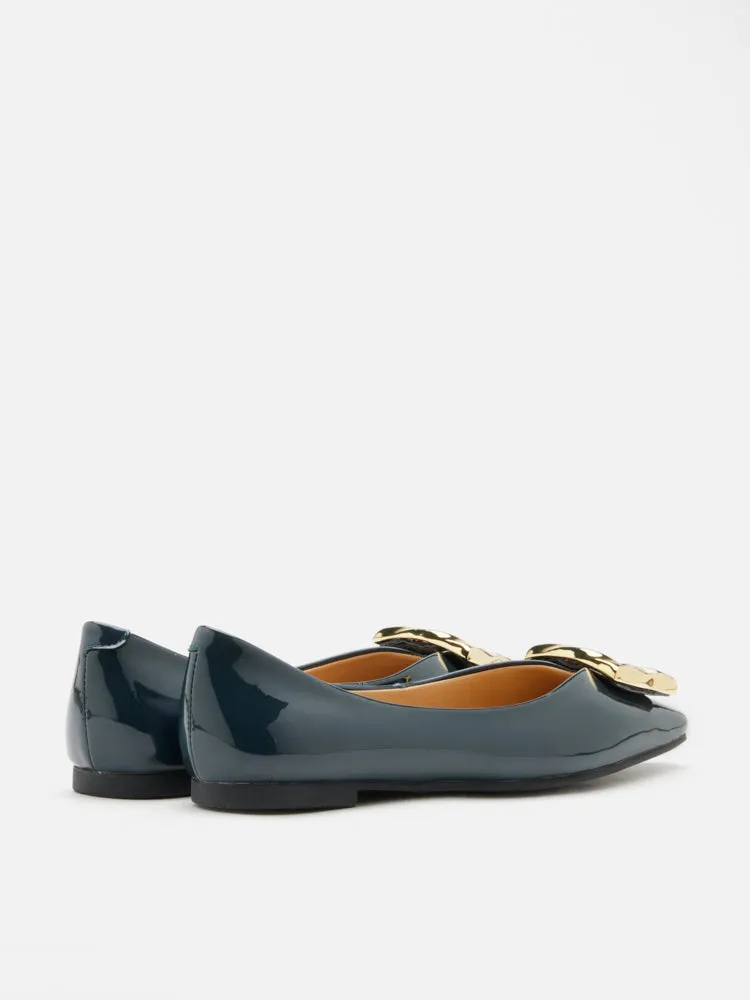 Narelle Gold Buckled Flats